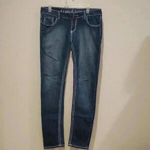 Crunch Blue Embroidered Skinny Jeans
